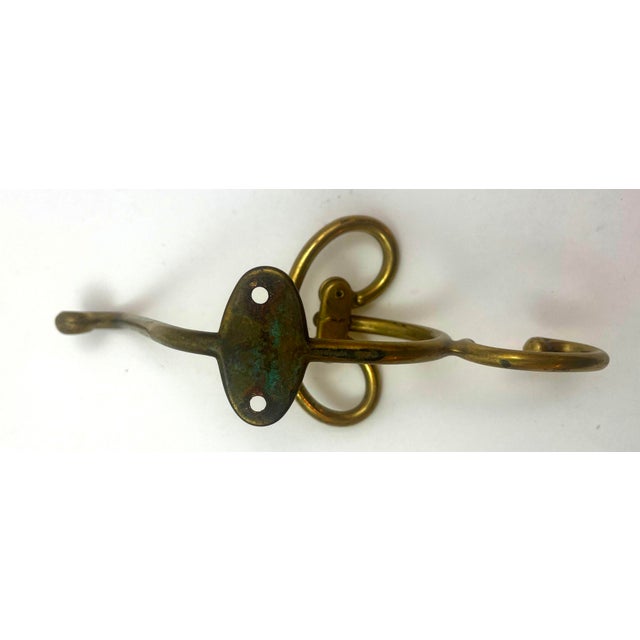 Mid 20th Century Vintage French Brass Wall Triple Coat Hook For Sale - Image 5 of 12
