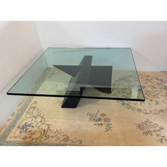Postmodern Sculptural Glass Top Coffee Table For Sale - Image 9 of 12