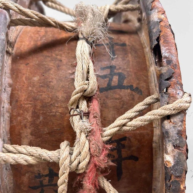 Paint Late Edo Period Shimedaiko Japanese Barrel Drum For Sale - Image 7 of 14