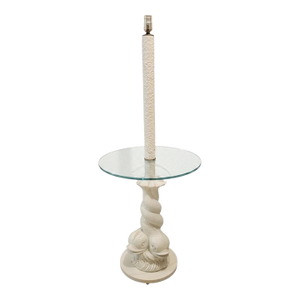 Vintage Koi Dolphin Plaster Glass Regency Table Floor Lamp Combo