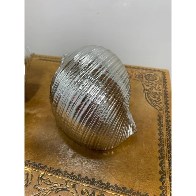 Late 20th Century Set of 3 Vintage Faux Silver Sea Shells For Sale - Image 5 of 5
