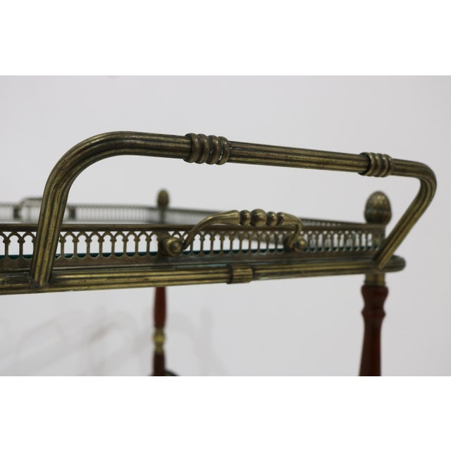 Neoclassical Brass Bar Cart with Pinecone Finials from Maison Baguès, France, 1940s For Sale - Image 13 of 18