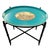 Chinoiserie Vintage Chinoiserie-Style Teal and Black Metal Tray Table For Sale - Image 3 of 11