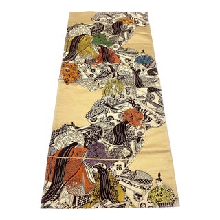 Early 20th Century Japanese Obi Piece Hand Woven Embroidered Brocade Wall Hanging Tapestry For Sale