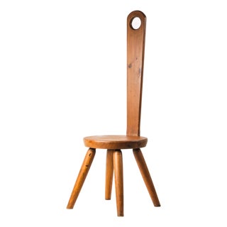 Mid 20th Century Keyhole Chair by William Fetner Signed Pine Tall Back Sculptural Chair For Sale