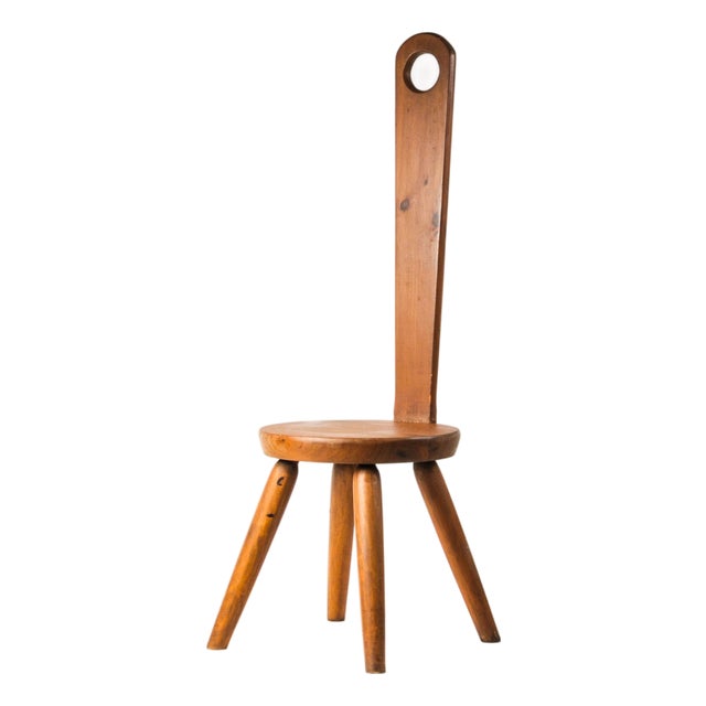 Mid 20th Century Keyhole Chair by William Fetner Signed Pine Tall Back Sculptural Chair For Sale