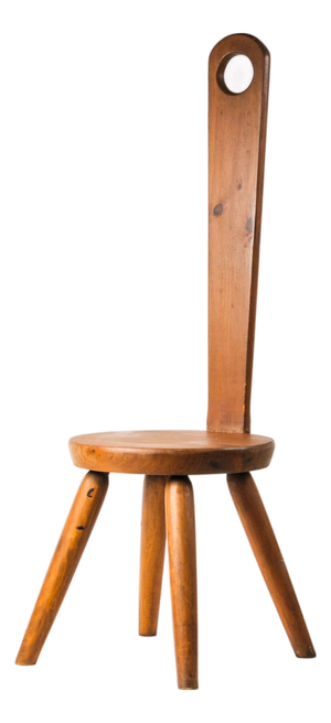 Mid 20th Century Keyhole Chair by William Fetner Signed Pine Tall Back Sculptural Chair