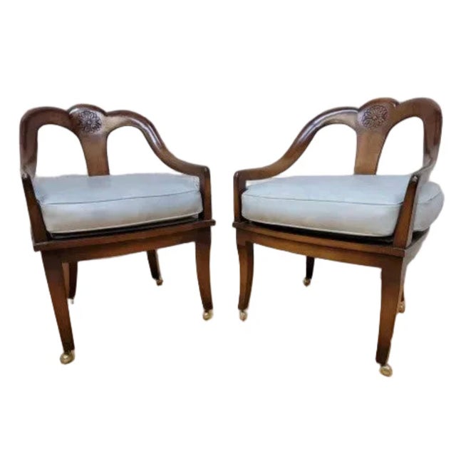 Late 20th Century Vintage Regency Neoclassical Style Klismos Style Walnut Chairs - 4 For Sale - Image 5 of 5