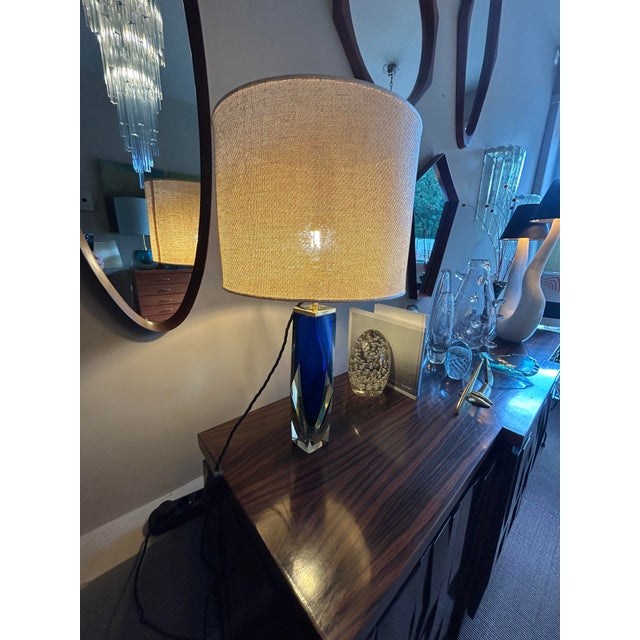 Metal Sommerso Murano Glass Table Lamp attributed to Alessandro Mandruzzato, Italy, 1960 For Sale - Image 7 of 15