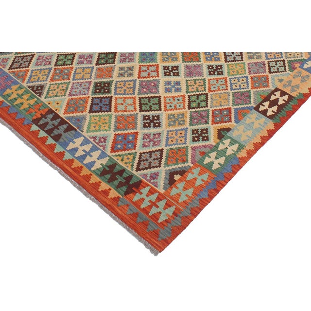 Shabby Chic Shabby Chic Kilim Beige Rust Wool Rug - 5'8" X 7'6" For Sale - Image 3 of 7