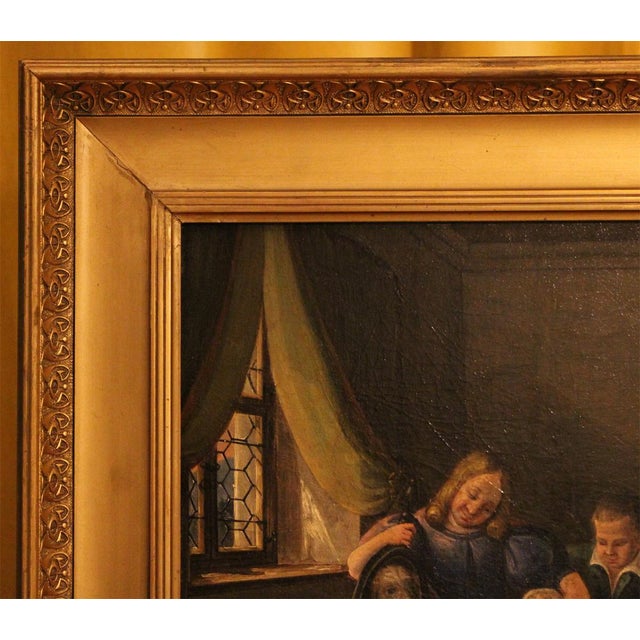Dutch Family Scene, 17th Century, Oil Painting on Canvas, Framed For Sale - Image 10 of 12