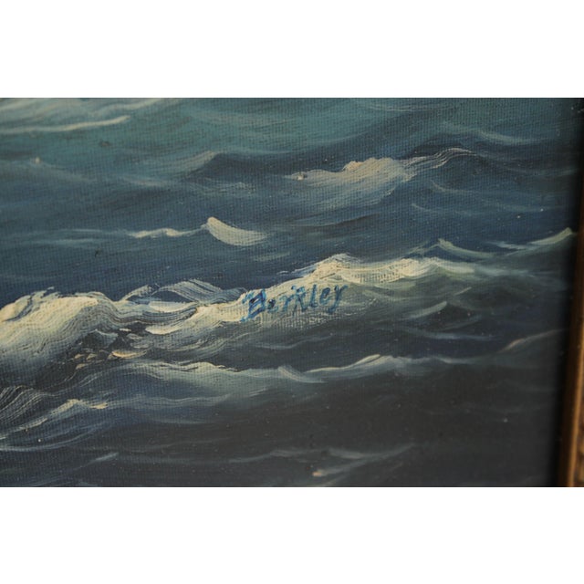 Artist Signed Oil on Canvas Tall Ships Painting For Sale - Image 10 of 14