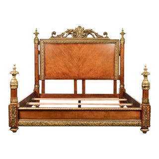 French Neoclassical Style Wooden King Bed For Sale