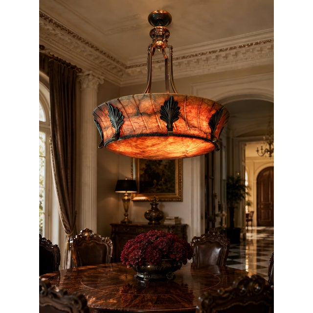 Neoclassical Large Neoclassical Alabaster & Bronze 8-Light Chandelier, Circa 2006 For Sale - Image 3 of 11