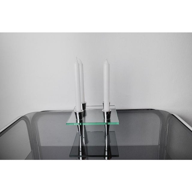 Glass Square Glass Candlestick with 4 Flames, Denmark, 1970s For Sale - Image 7 of 9