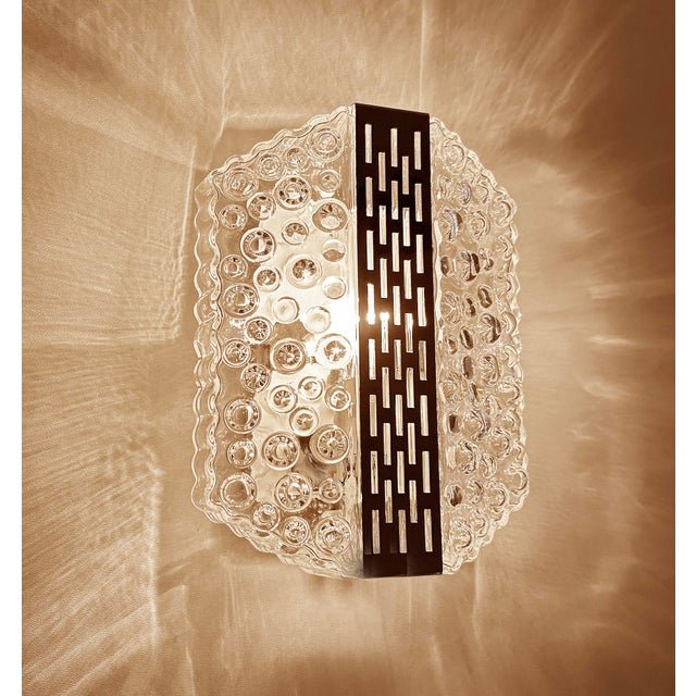 Metal Vintage Bubble Glass and Chrome Sconces, 1970s, Set of 2 For Sale - Image 7 of 18