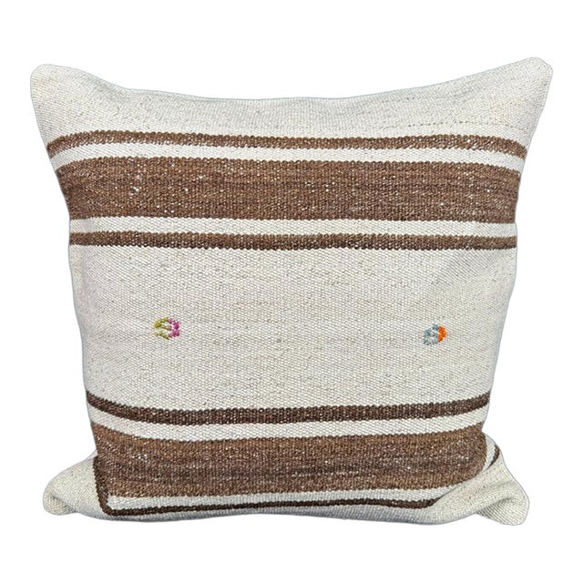 Turkish Hemp Pillow Cushion Natural Beige Brown Cushion Cover 20"x20" For Sale