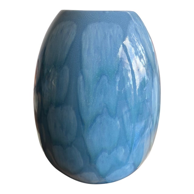 Vintage Royal Haeger Blue Agate Glaze Vase, Mint Condition For Sale