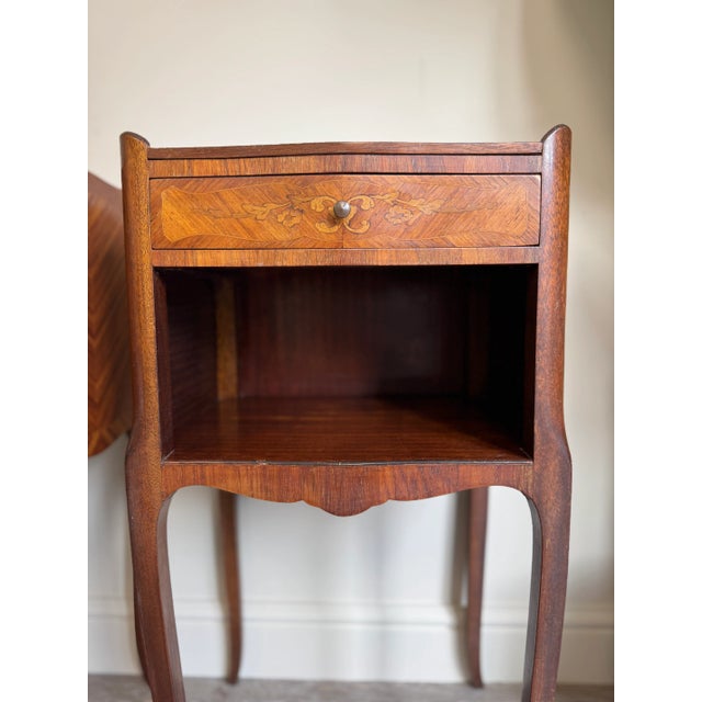 French Bedside Tables in Walnut, Set of 2 For Sale - Image 5 of 18