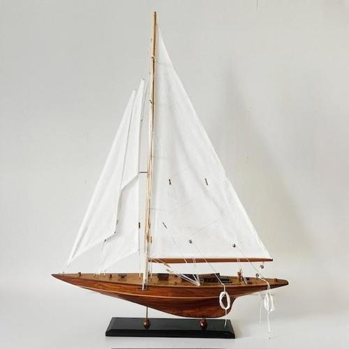 Vintage Endeavour Sailboat Model in Wood For Sale - Image 12 of 12