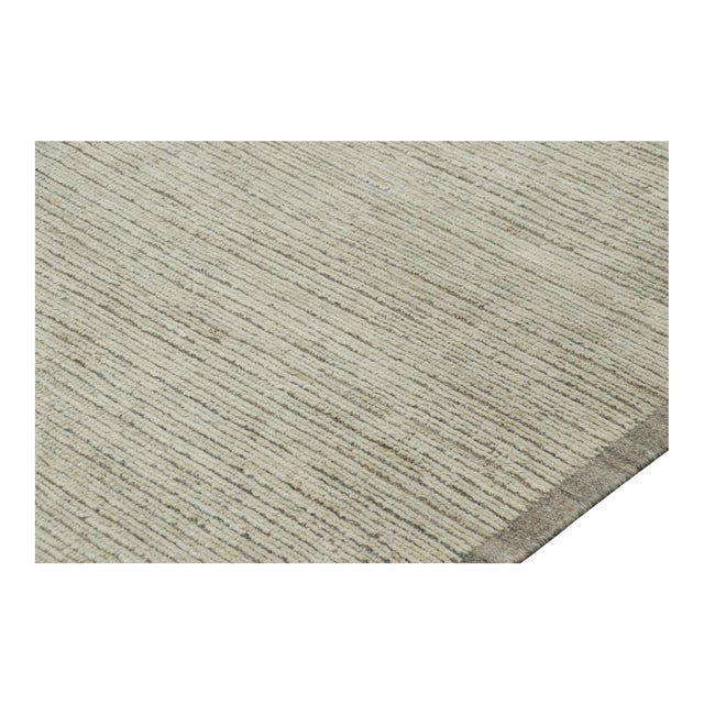 Rug & Kilim’s Oversized Kilim With Beige and White Textural Stripes and Striae For Sale