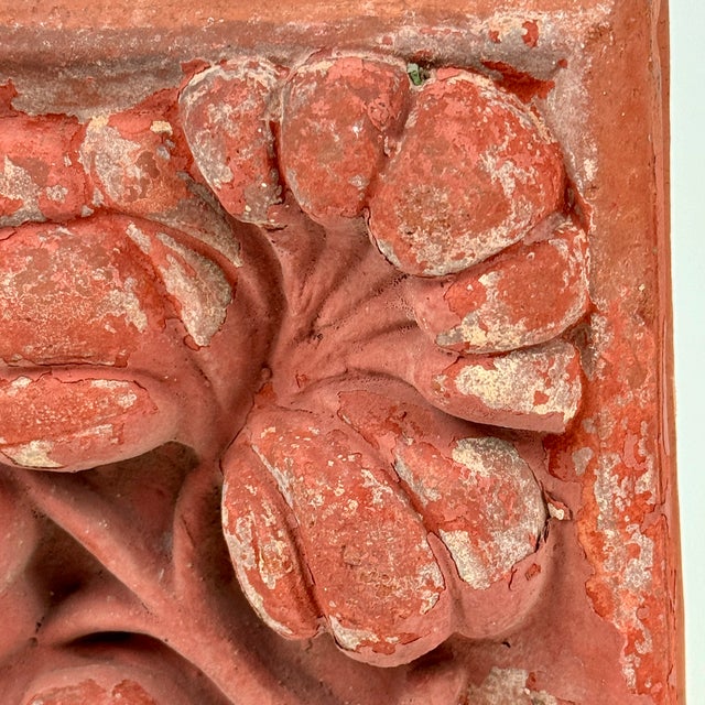 Early 20th Century Architectural Salvage Terra Cotta Large Exterior Ornamental Brick Block With Plum Flower Design For Sale - Image 11 of 12