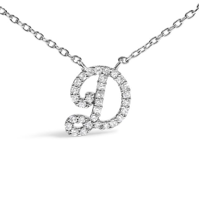 Embrace the elegance of personalization with this stunning 10K White gold pendant, delicately crafted into a flowing...