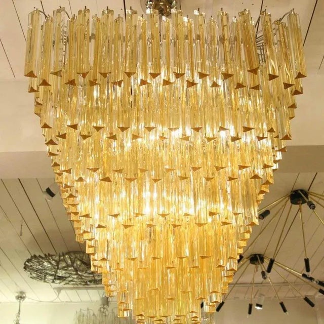 Amber Triedri Ceiling Lamp from Venini, 1960s For Sale - Image 6 of 6