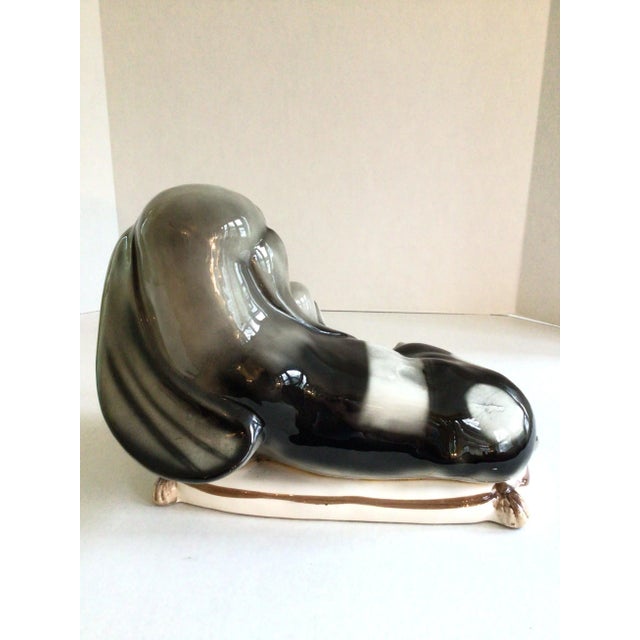 1950s Japanese Porcelain Hound Dog and Pup on Pillow For Sale - Image 4 of 9