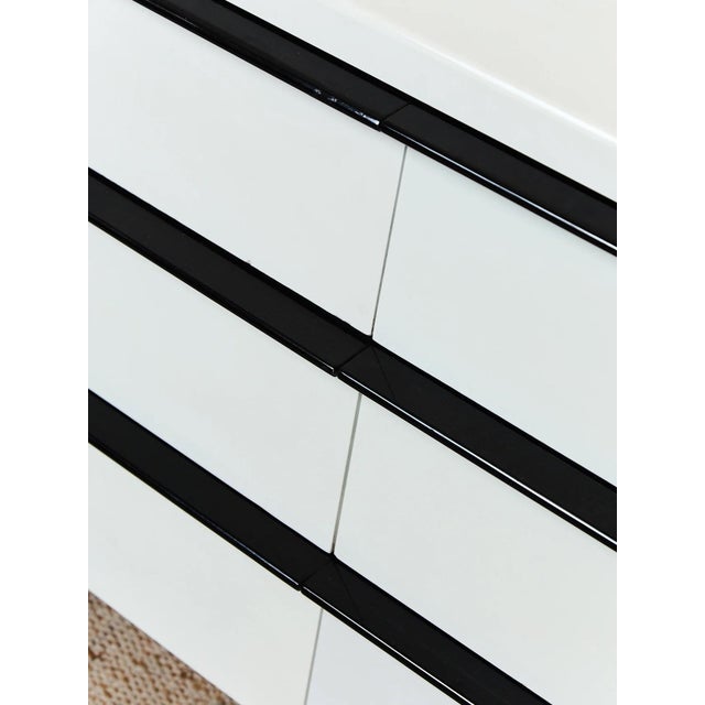 Mid-Century Modern Mid 20th Century White Lacquer Dresser With Black Trim For Sale - Image 3 of 9