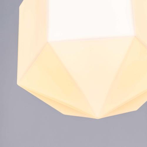 Gold Mouth-Blown Opaline Glass Plumb Bob Pendant Lamp For Sale - Image 8 of 9