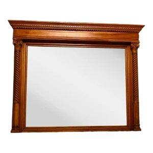 Antique 19th Century Large Wood Victorian-Era Beveled Mirror