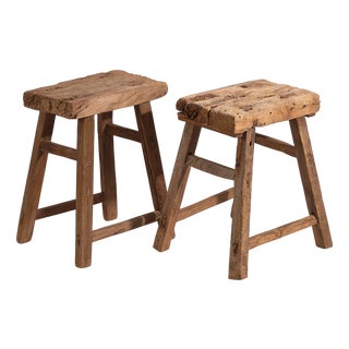 Antique Wooden Stools, 1900s, Set of 2 For Sale