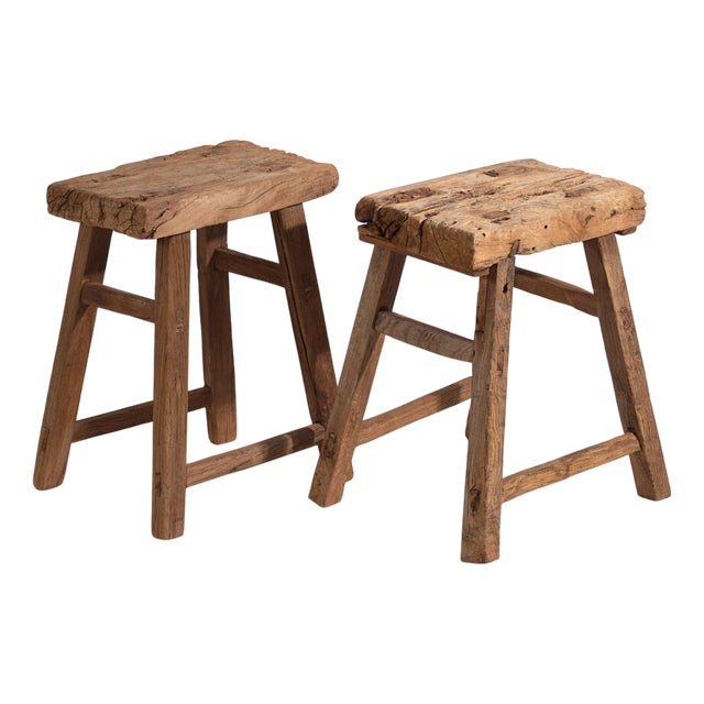 Antique Wooden Stools, 1900s, Set of 2 For Sale