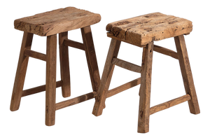 Antique Wooden Stools, 1900s, Set of 2