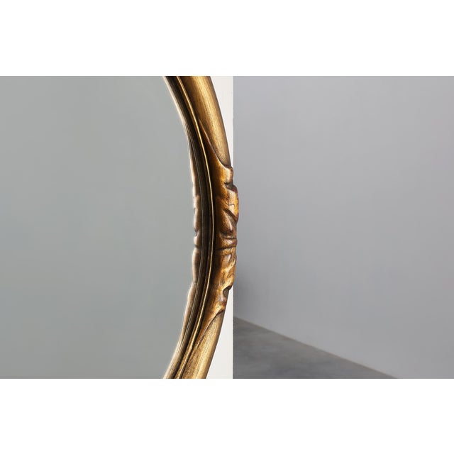 Art Deco Oval Gilt Oak Mirror, Belgium, 1920s For Sale - Image 6 of 11