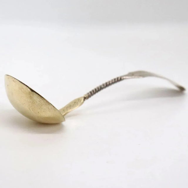 Mid 19th Century Small American Charles Bein Gilt Coin Silver Ladle & Leather Case For Sale - Image 9 of 10