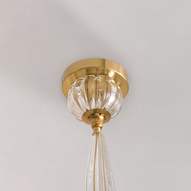 Italian Murano Glass Drop Pendant Attributed to Barovier & Toso, 1940s For Sale In Chicago - Image 6 of 8