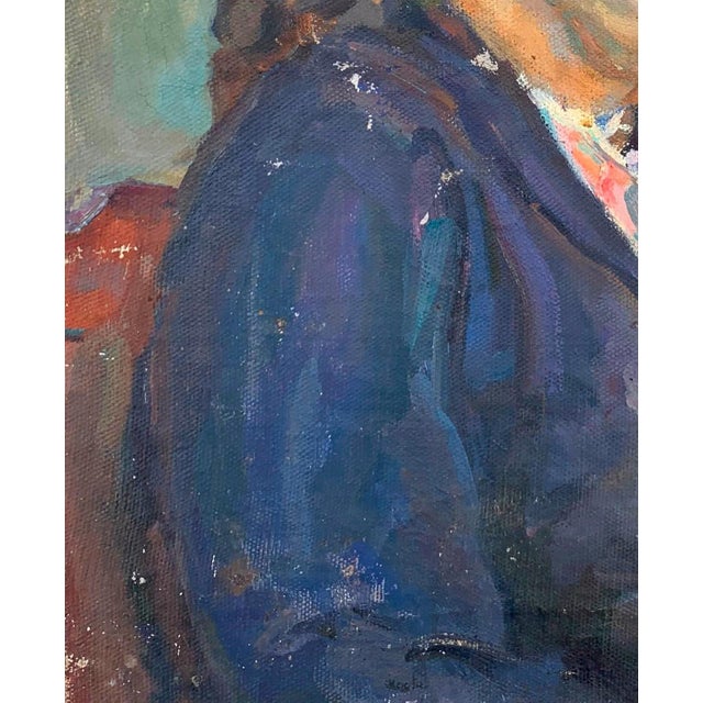 1960s Vintage Ukrainian Portrait Oil Painting, Socialist Realism Art, 1960s 43-35 For Sale - Image 5 of 6