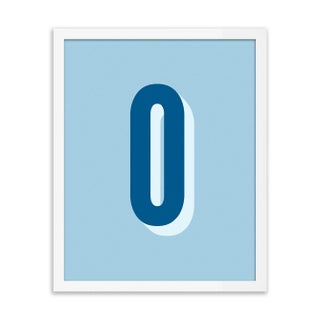 Alphabet Series in Blue, Letter O by Pencil & Paper in White Frame, XS Art Print For Sale