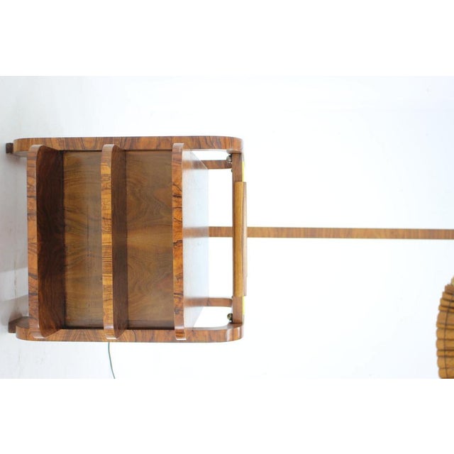 Carefully refurbished original paper lampshade with mirror Signs of use Newly rewired walnut veneer. Opaxy glass. Up to...