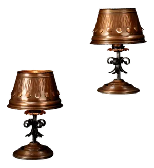 Copper Table Lamp in Cast Iron, 1960s, Set of 2