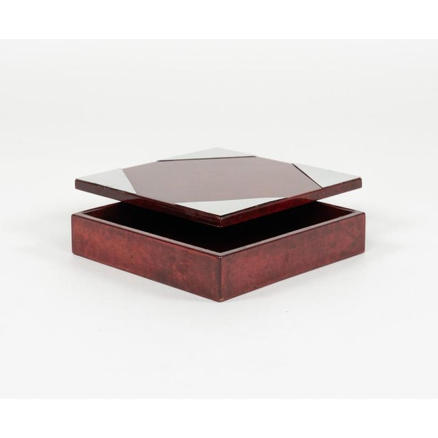 Mid-Century Modern Box in Red Goatskin and Chrome by Aldo Tura, 1960s For Sale - Image 6 of 18