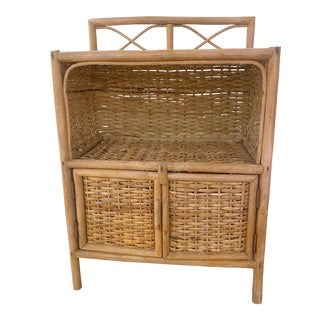 Vintage Wicker and Woven Rattan Wall Shelf For Sale
