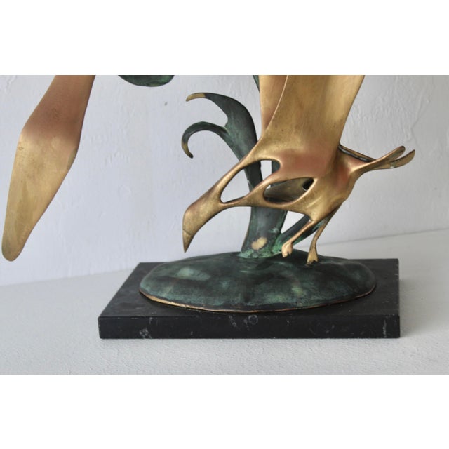 Bijan 1980s Bijan Style Vintage Modernist Brass Granite Flock of Seagulls Flying Table Top Sculpture For Sale - Image 4 of 15