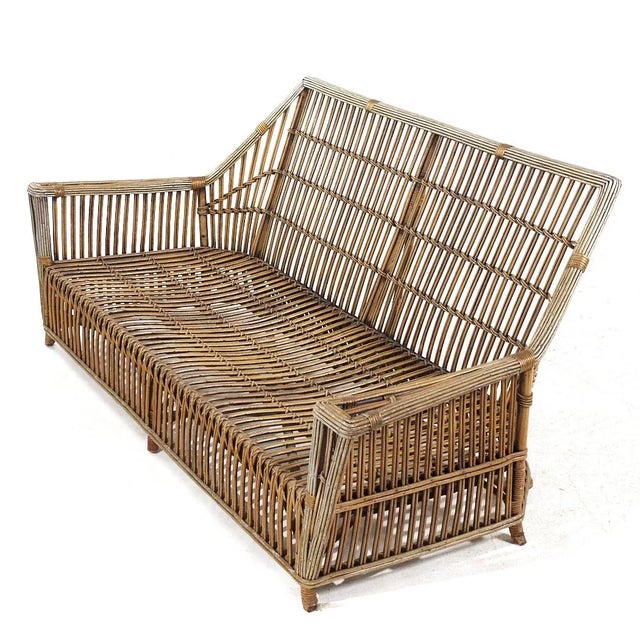 Ficks Reed Style Mid Century Rattan Settee | Chairish