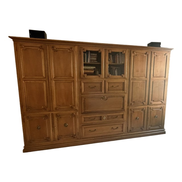 1980 German Baker 9‑Piece Wall Unit & Secretary – Modular Library Cabinet For Sale