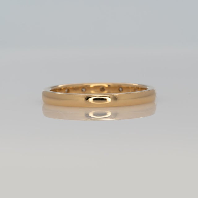 Gold Diamond Band Minimalist Design: Solid 14k Gold – Round Diamond Fine Jewelry, Size 6.75 For Sale - Image 8 of 9
