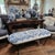 Late 20th Century Custom Blue & White Chinoiserie Upholstered Bench With Black Iron Base For Sale - Image 5 of 8