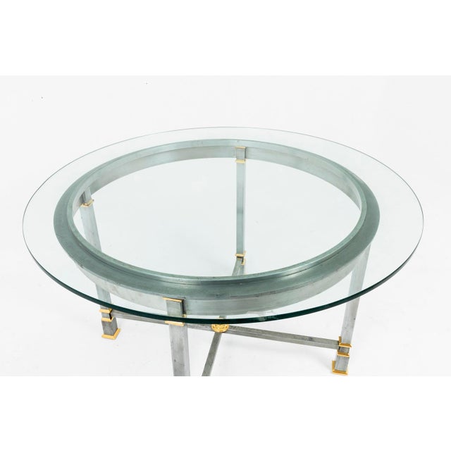 Gilt Metal and Glass Dining Table, 1970s For Sale - Image 4 of 8
